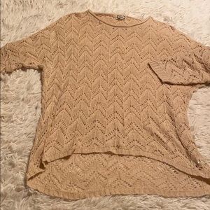 SS open knit high lo sweater